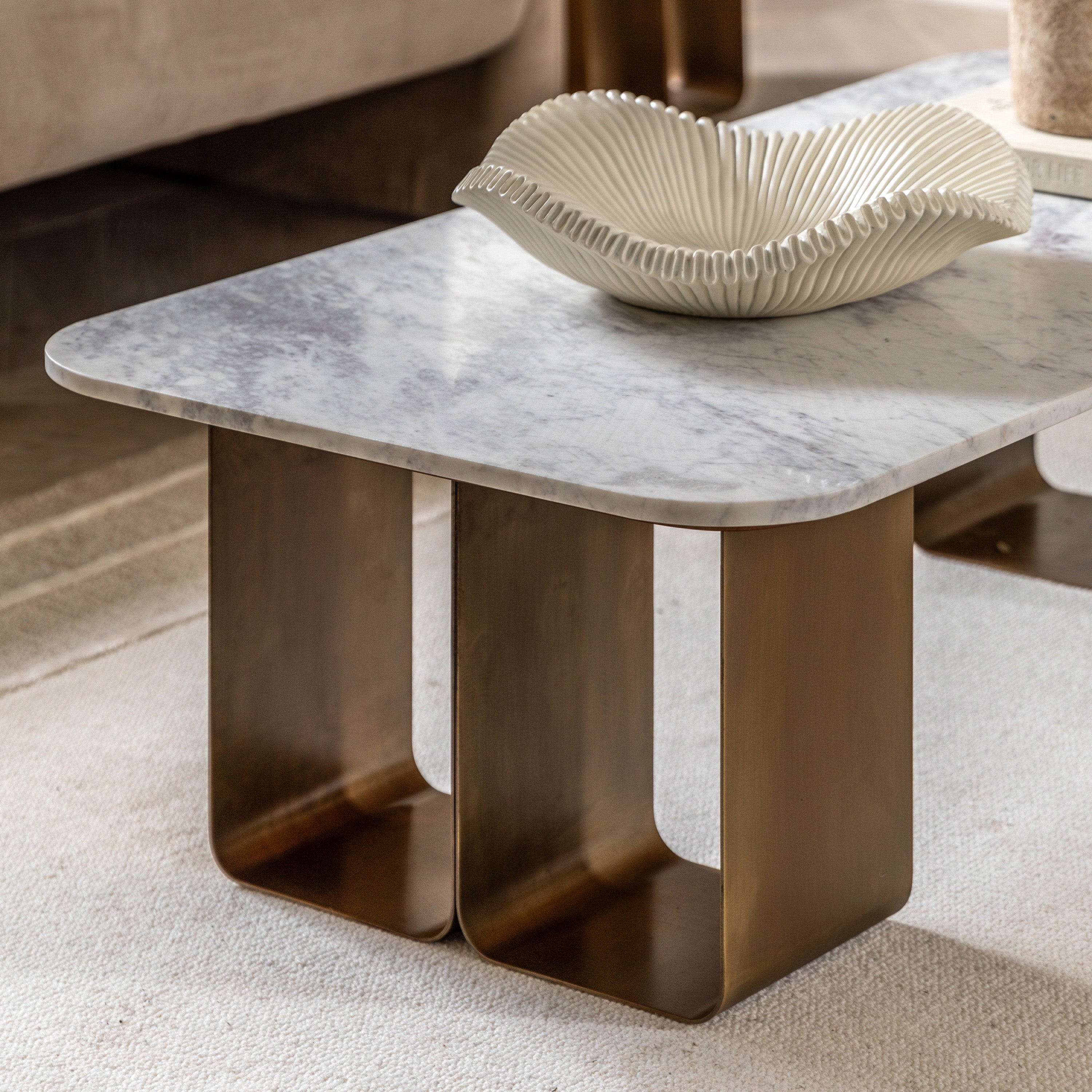 Adair White Stone Ridged Tray Dish